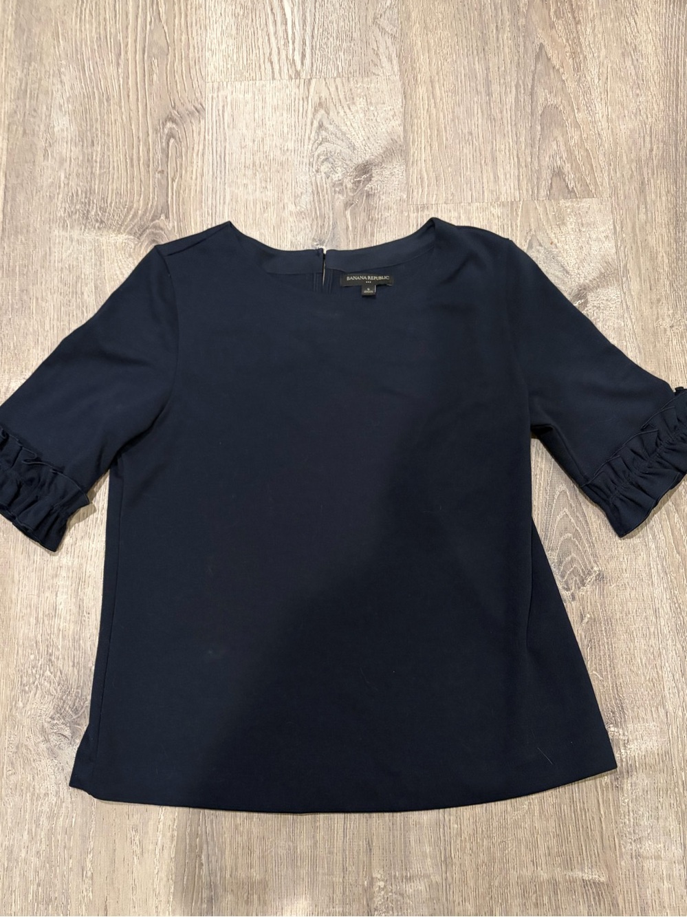 Banana Republic Navy Ruffle-Sleeve Blouse